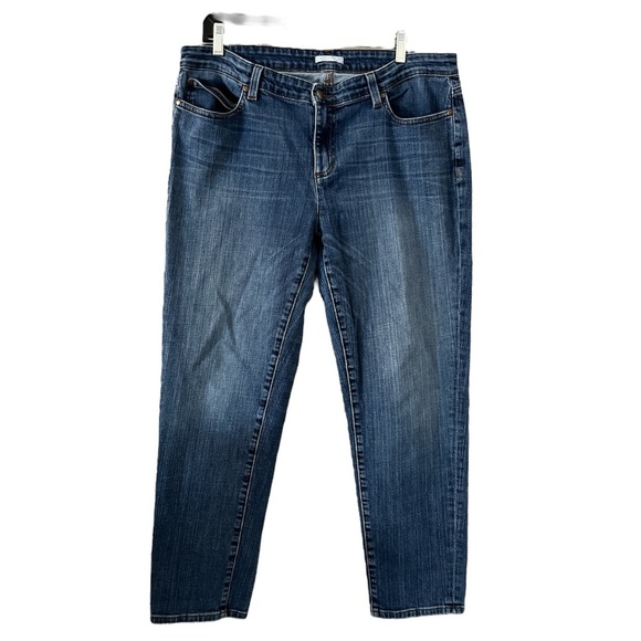 Eileen Fisher Women’s Mid Rise Straight Leg Jeans Size 18P Medium Wash - Picture 1 of 12